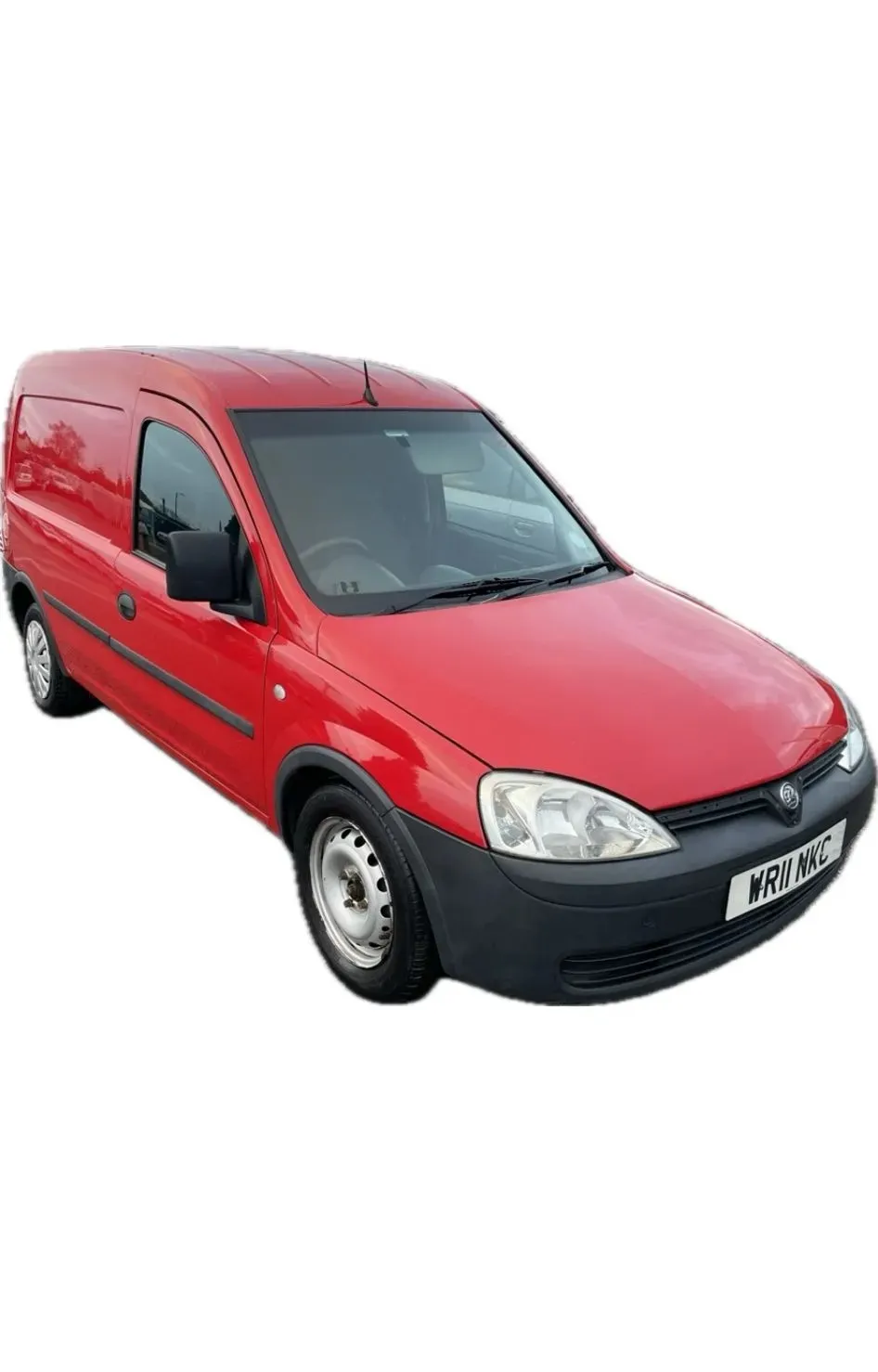 a red van is parked on a white background